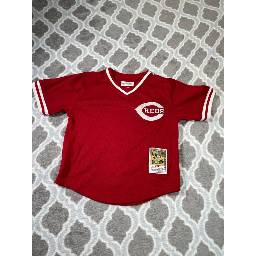 Mitchell & Ness Reds Jersey Kids Size 5/6 Red Johnny Bench Cooperstown Mesh